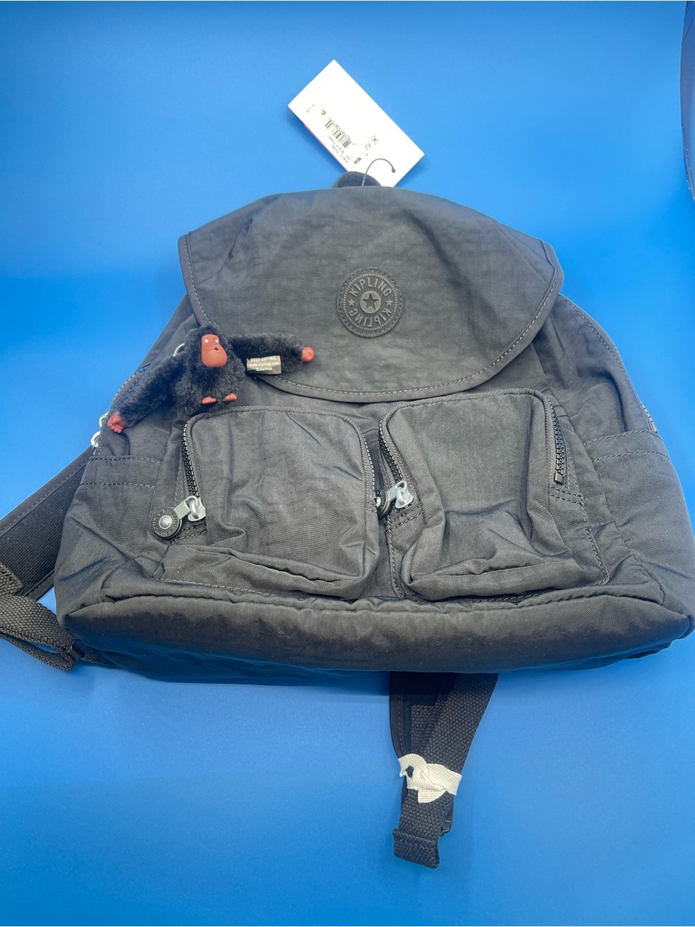 KIPLING Women's Black Fiona Backpack Kl9015 Black Tonal- Monkey Davina MSRP $114